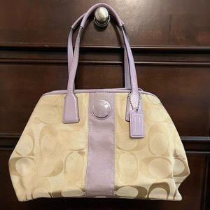 Khaki and Purple Coach Purse